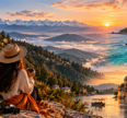 Scenic sunset view of mountains, beaches, and luxury villas, capturing the beauty of travel in October.